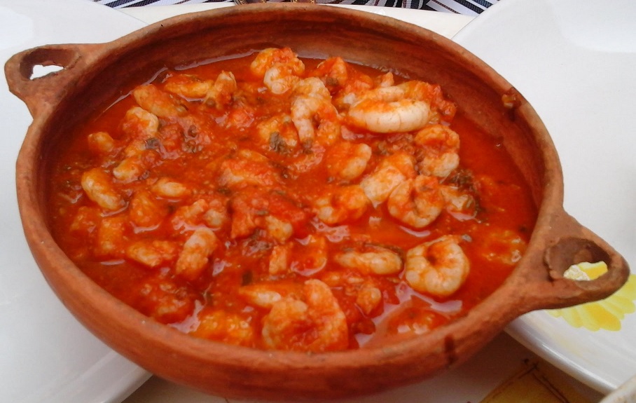 Traditionele Marokkaanse Tajine van garnalen