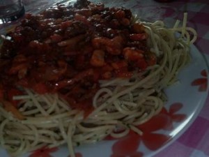 Spaghetti met zelfgemaakte pastasaus