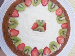 Fruittaartje kiwi-aardbei met chocolade ganache